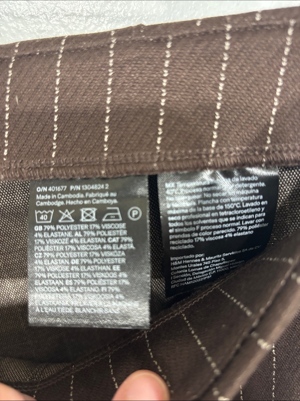 H&M Brown Pin Stripe Straight Leg Casual Pants Size L NEW - Picture 5 of 5